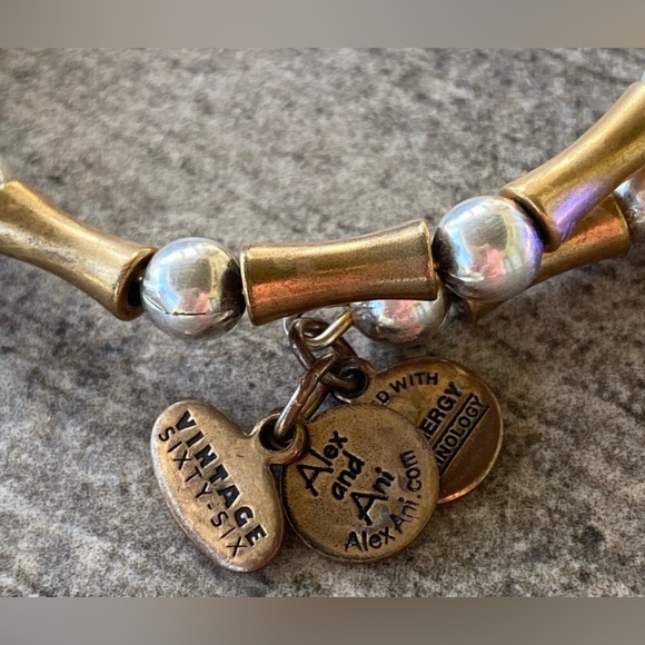 Alex and Ani two tone bamboo pattern wrap around bracelet - Picture 2 of 2